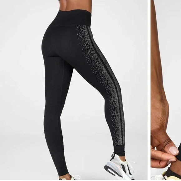 Reflective Legging Fabletics High-Waisted Sculptknit Black Silver Size Small - Picture 14 of 17